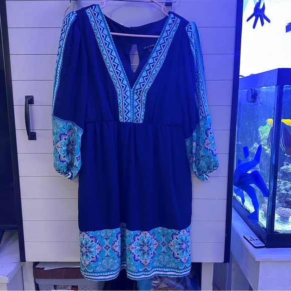 As U Wish Blue and Teal Bohemian Dress - Picture 1 of 8